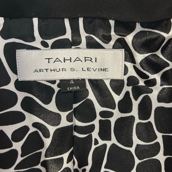 Tahari Arthur S Levine Sz 4 Pleated Collar Cow Print Lined Preppy Work-Core - Picture 6 of 11